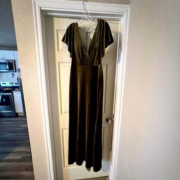BHLDN | Dresses | Beautiful Velvet Olive Green Dress Perfect For A Winter  Wedding Or Gala | Poshmark